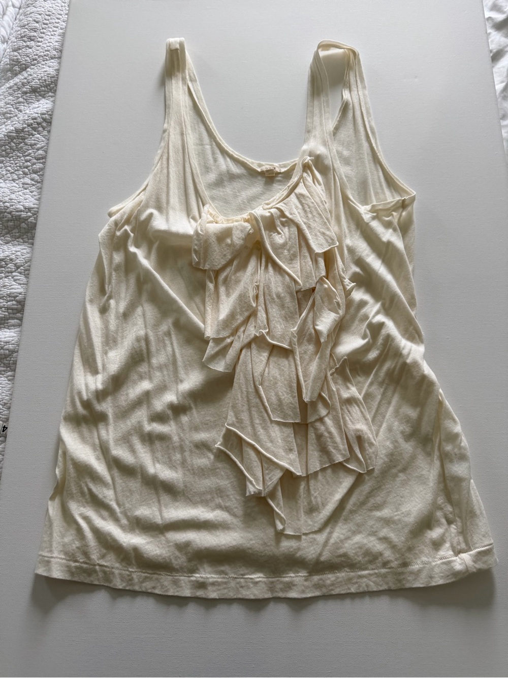 Jcrew Women’s Cream Ruffle Front Tank Top